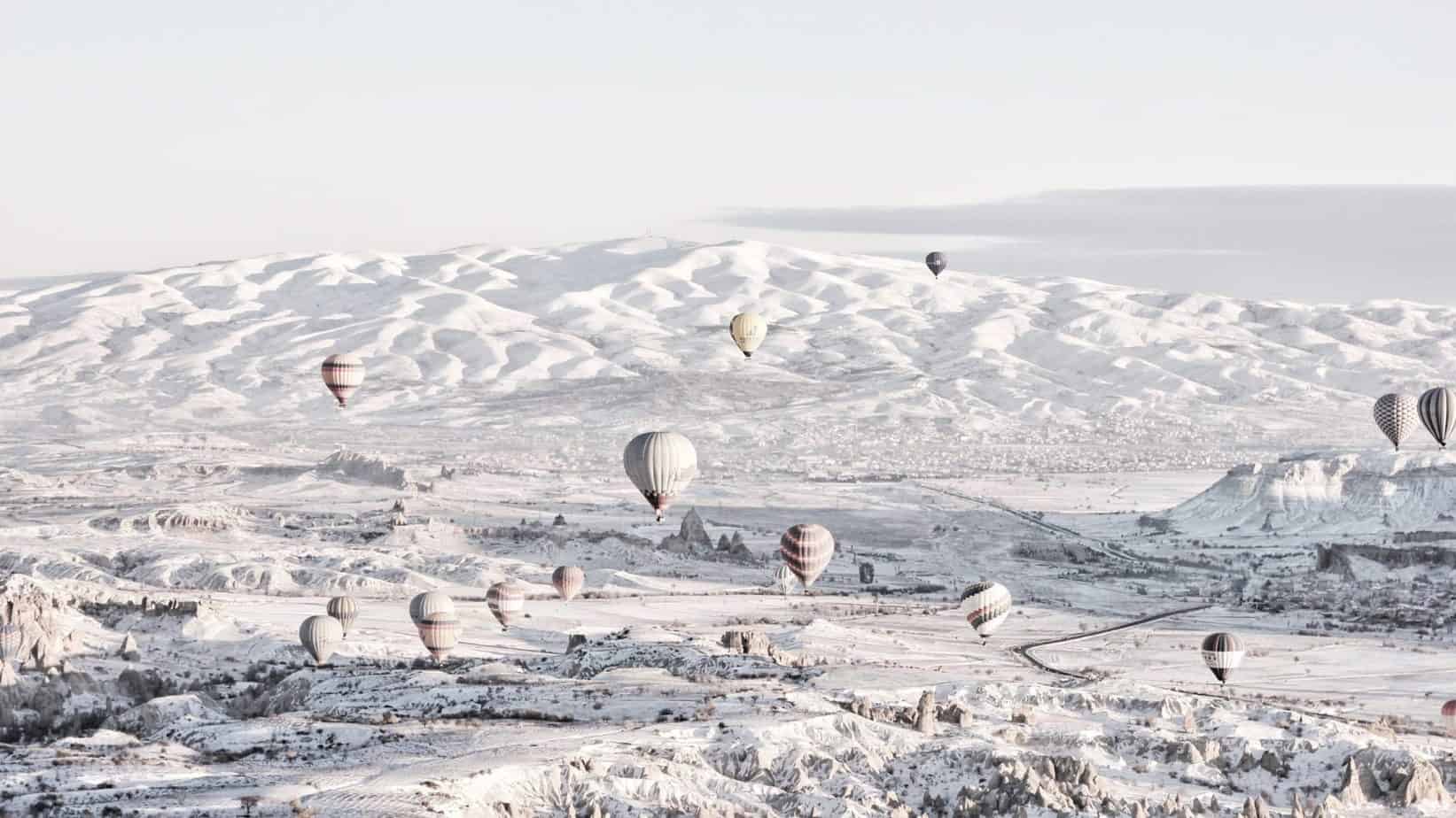Hot air Balloon ride during snowtime in Cappadocia