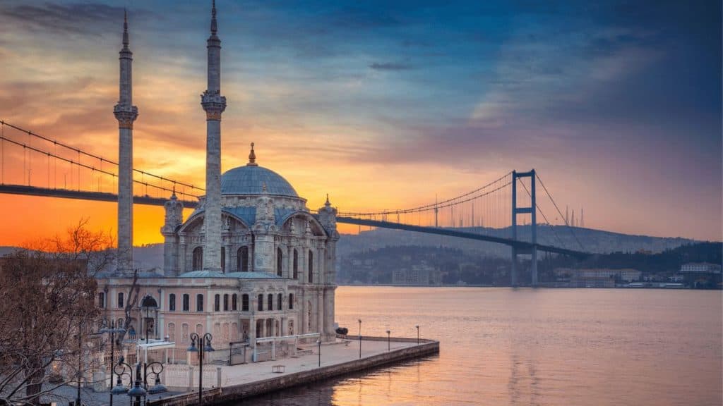 Istanbul Bosphorus bridge and Mosque in Turkey at sunset #safetyinturkey