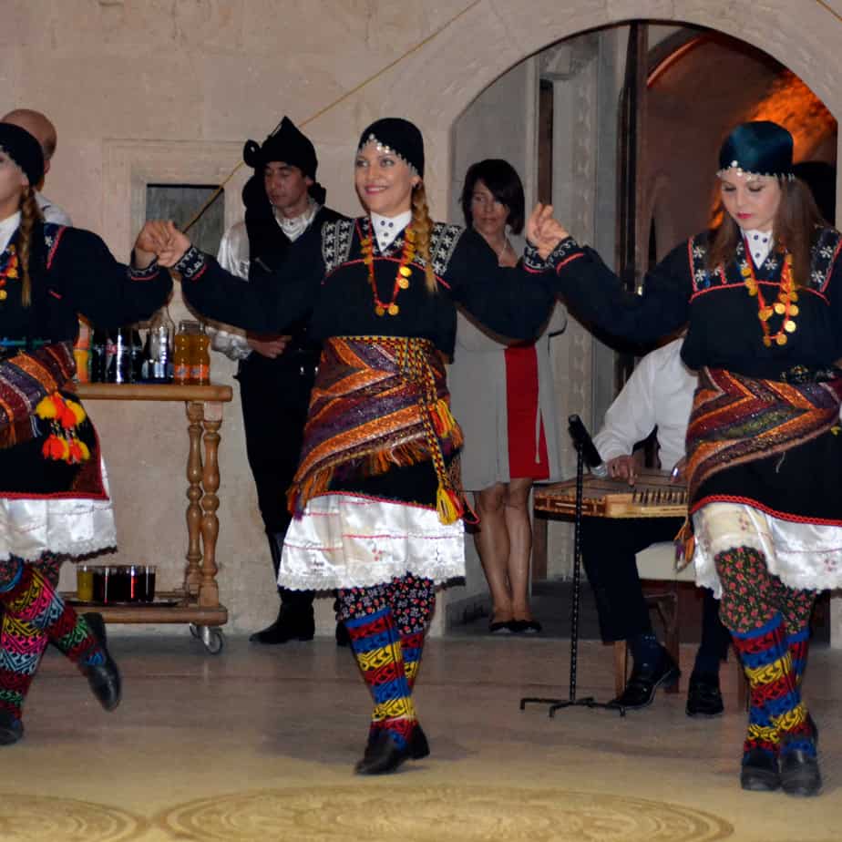 Traditional turkish dansers dancing at local restaurant