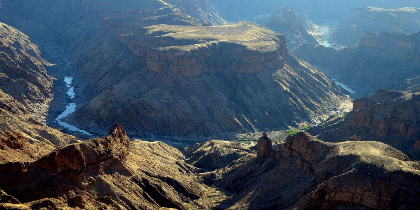 Looking down at the The Fish River Canyon in Namibia