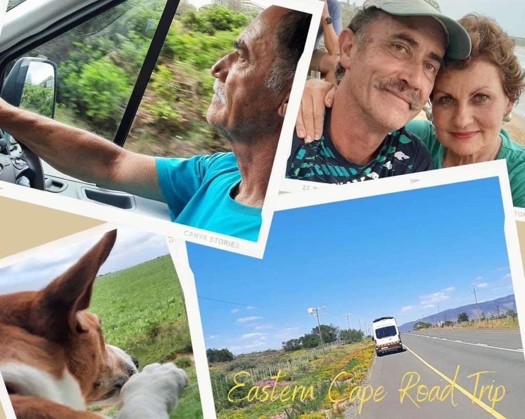 Couple with Jack Russel on an Eastern Cape road trip with their Motorhome