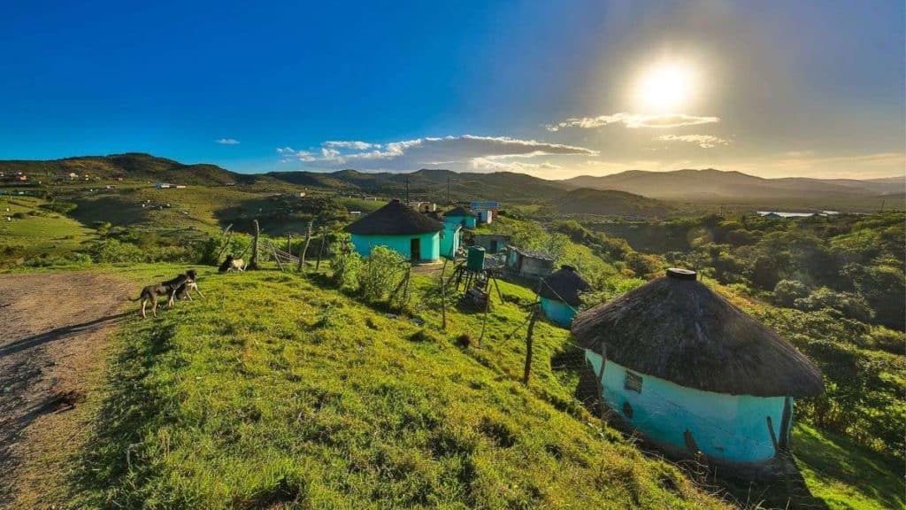 Transkei inland colourful huts