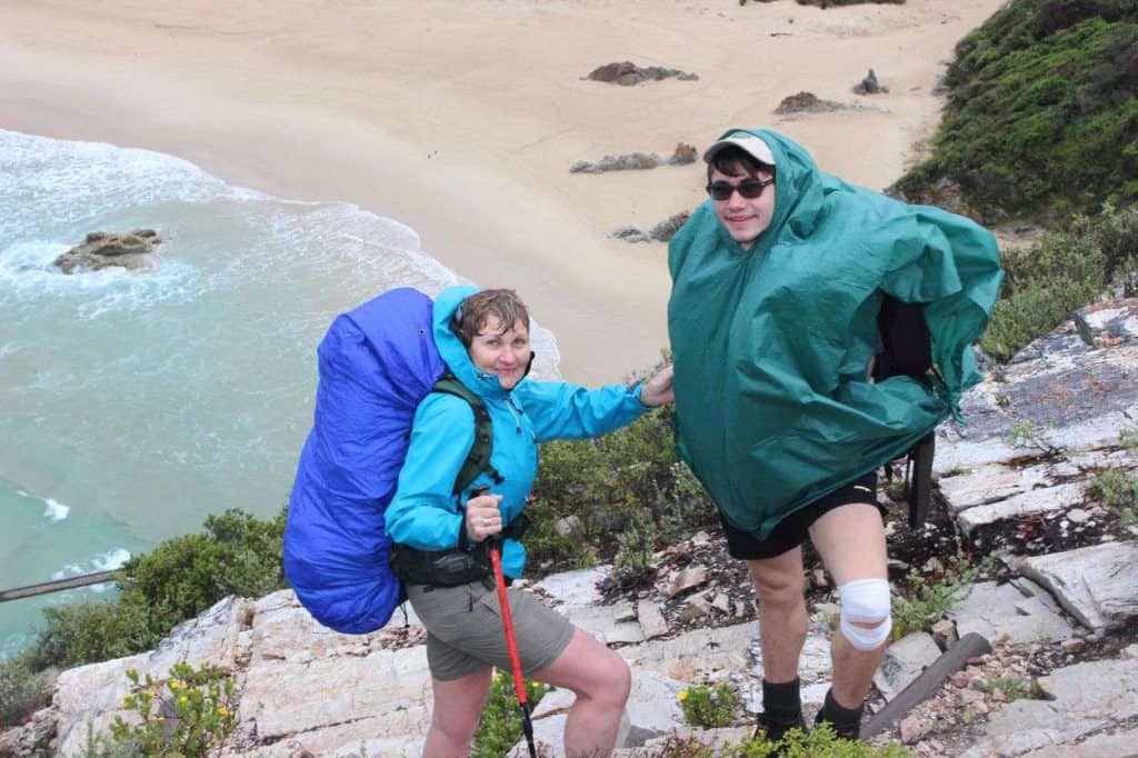 hikers on the Otter trail hike reaching Nature Valley