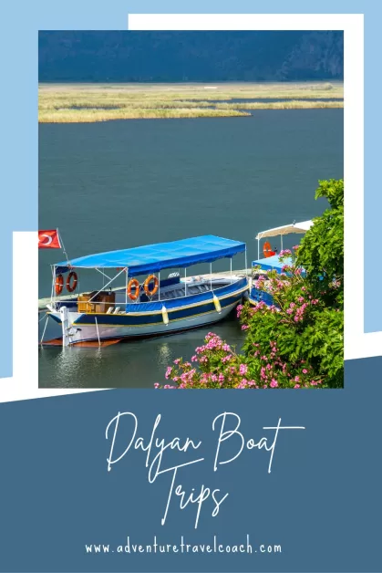 Blue Boat in Dalyan, Turkey, on the Dalyan Çayi River #dalyanboattrips