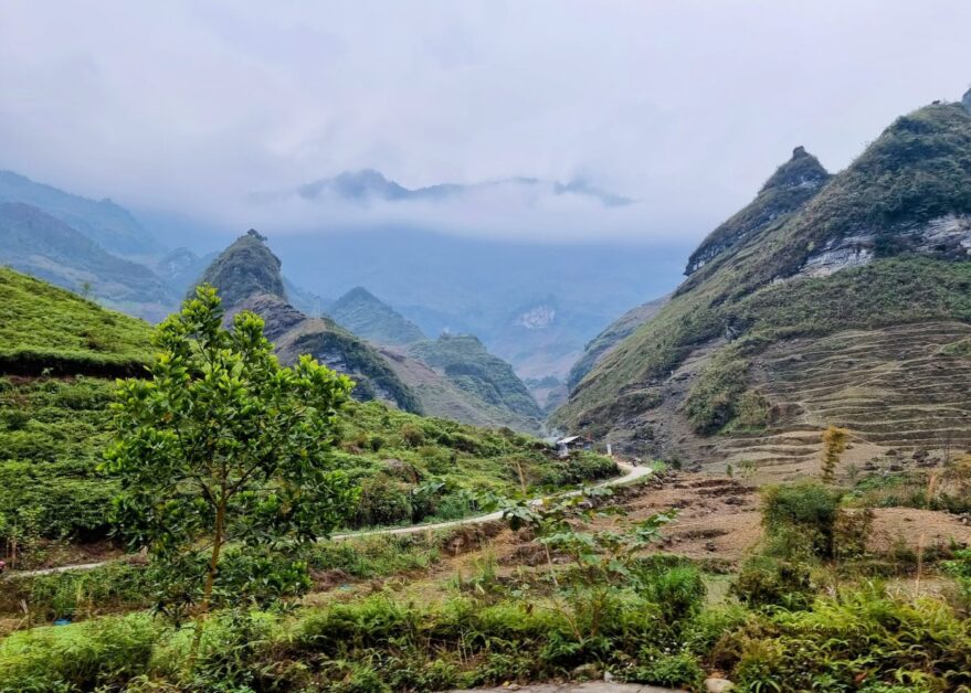 Ha Giang Loop route to Ha Giang City surrounded by Mountains and Valleys