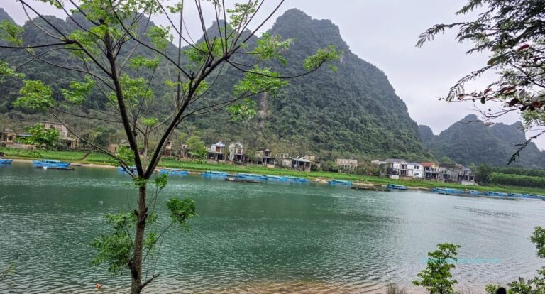 Picturesque Son River, against the limestone Phong Nha National Park mountains. #Phong Nha Ke Bang National Park #northernvietnam