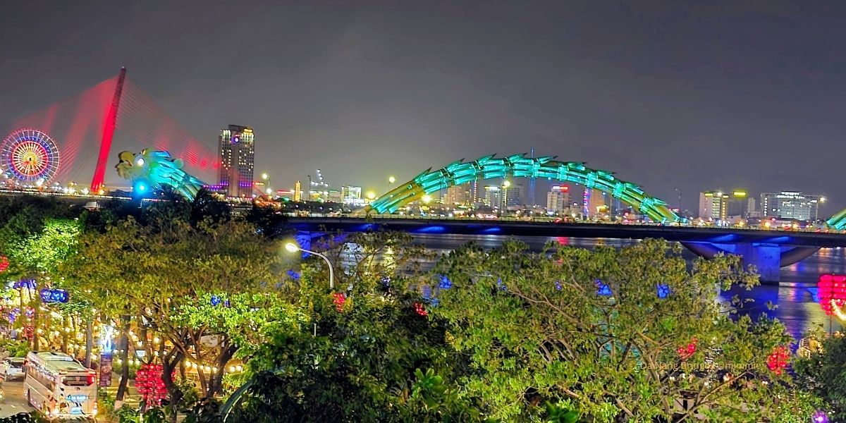 View of Da Nang Bridges in Vietnam from Riverside Hotel #DanangBridges